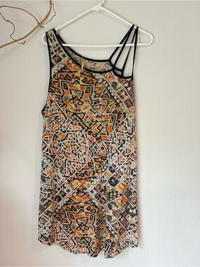 free people asymmetrical dress Jersey Spaghetti Strap Rare Y2K Large